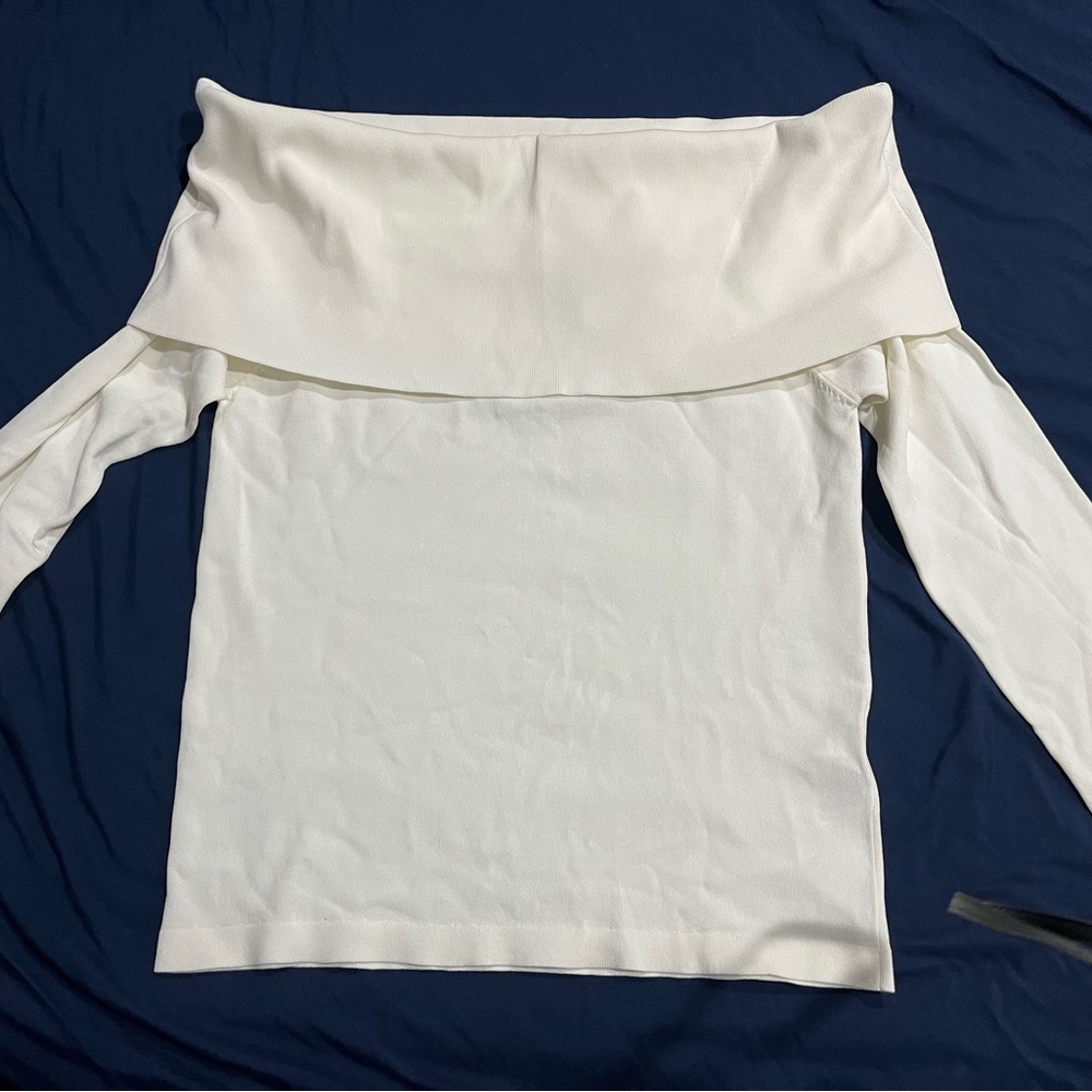 Warehouse UK Bardot Jumper / Top - White (US 10) Off The Shoulder NWT